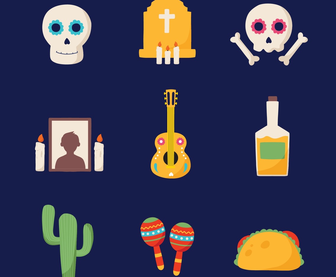 Hand Drawn Dia De Los Muertos Icon Set
