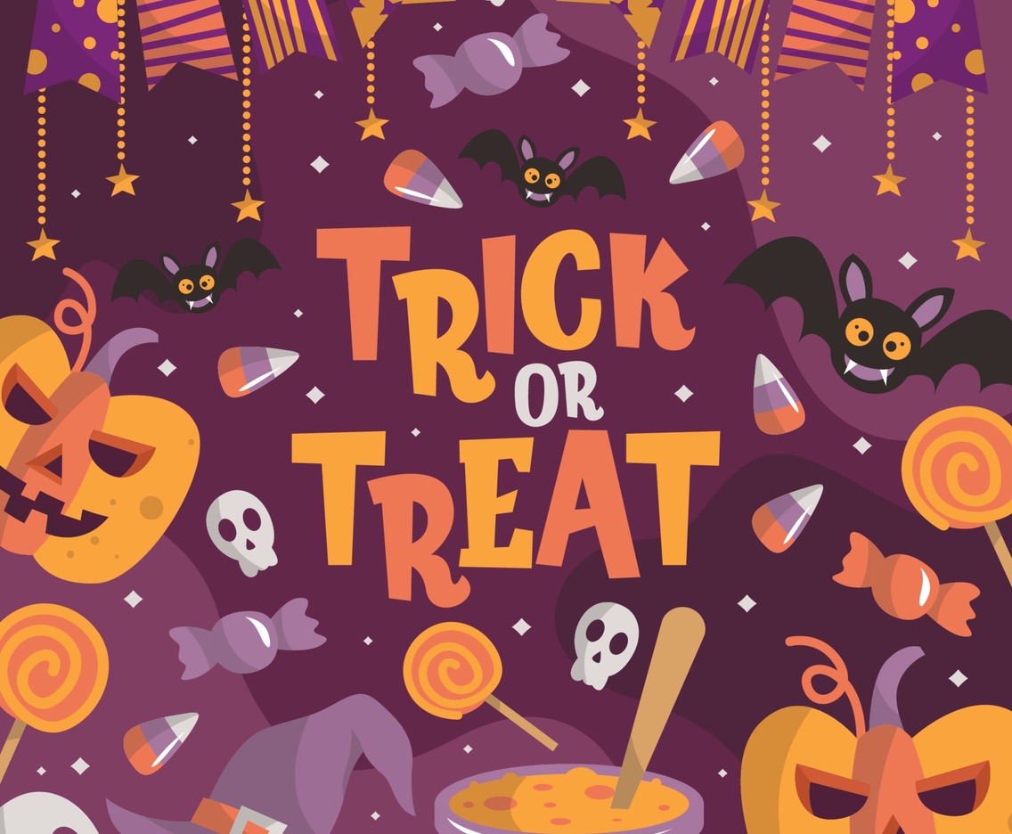 Trick or Treat Halloween Colorful Background
