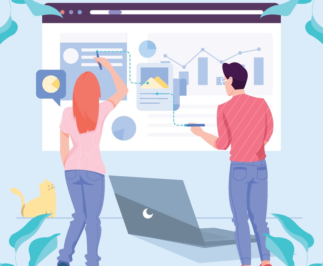 Man and Woman Together Analyzing Data