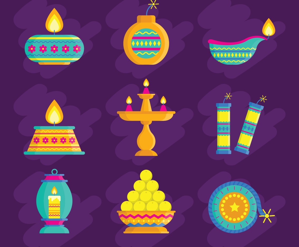 Set of Diwali Festival Icons