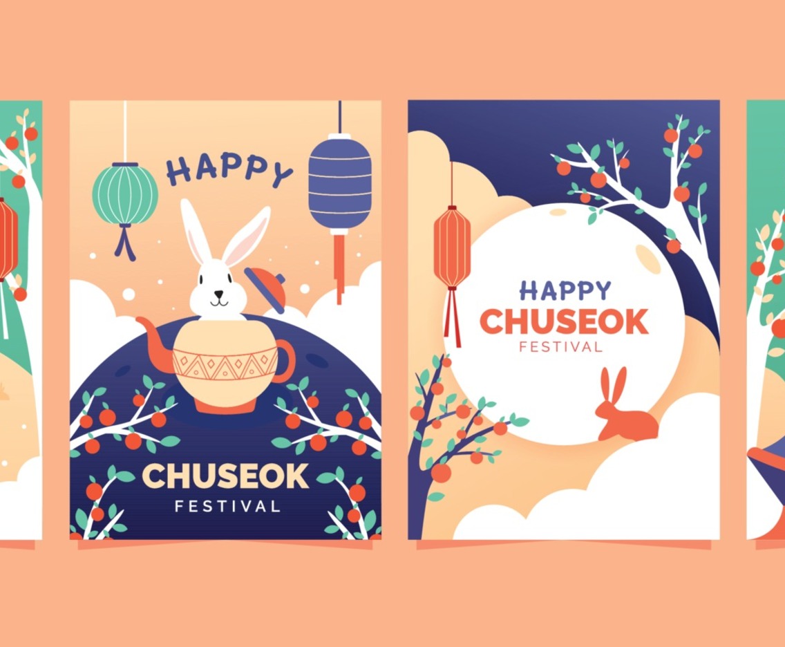 Cute Bunny Celebrating Chuseok