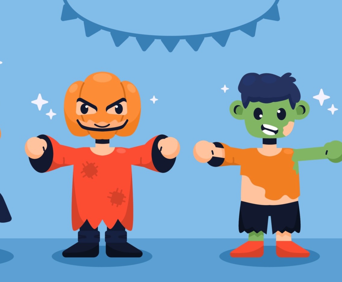 Group of Children with Halloween Costumes