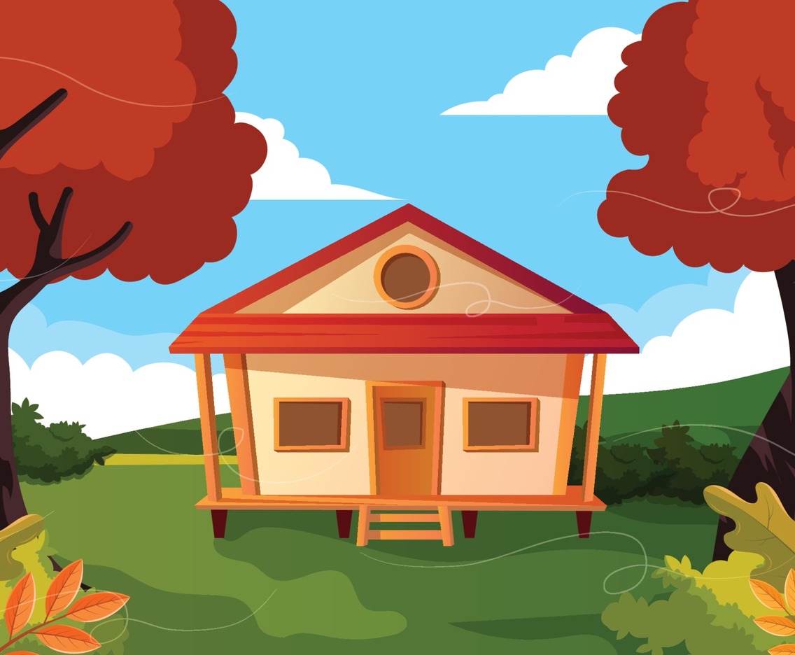 Autumn Scenery of Mountain Cabin