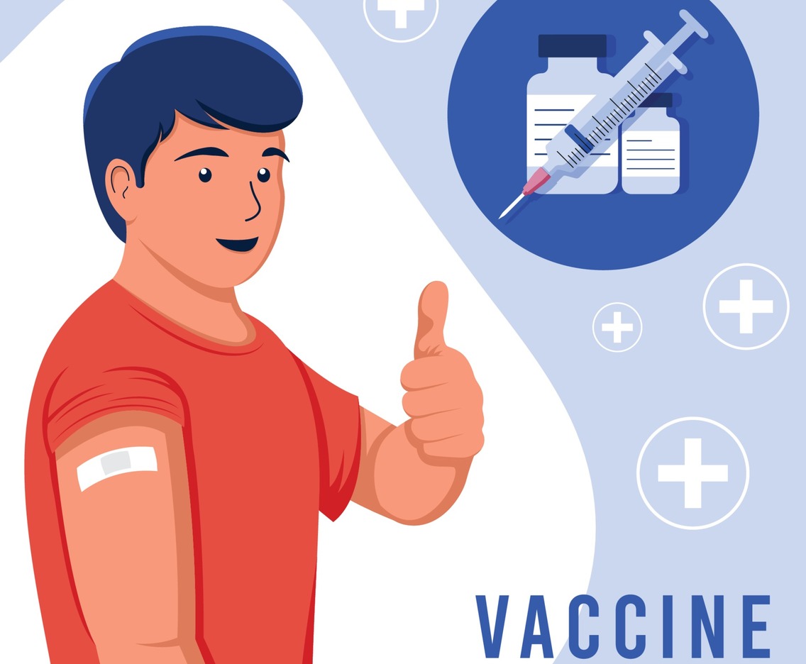 A Man Posed after Got Vaccine
