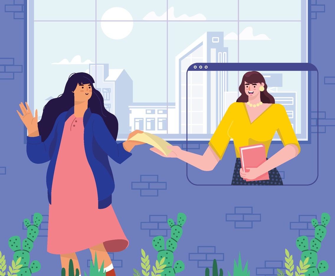 Two Woman Collaborate in Finishing Business Matters Concept