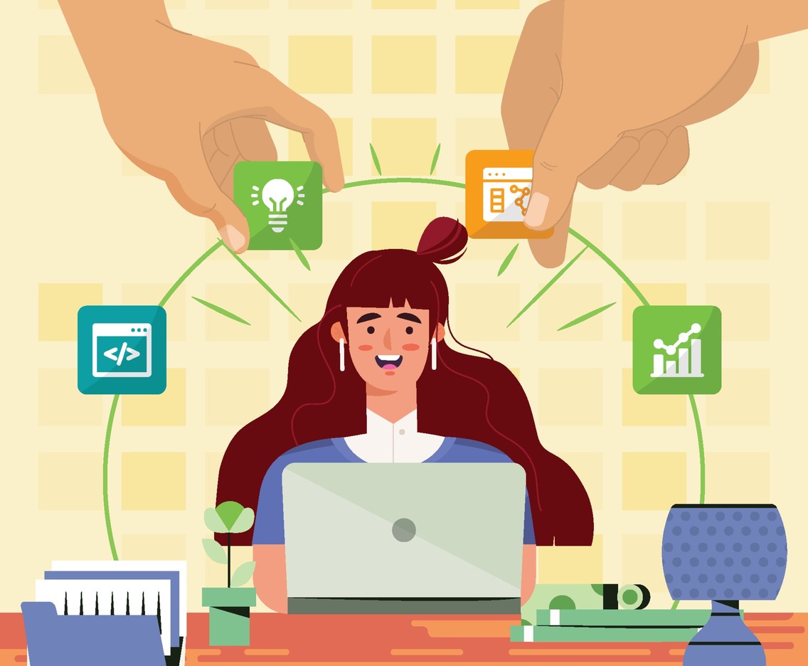 Woman Receive Work Data From Her Colleague Virtually