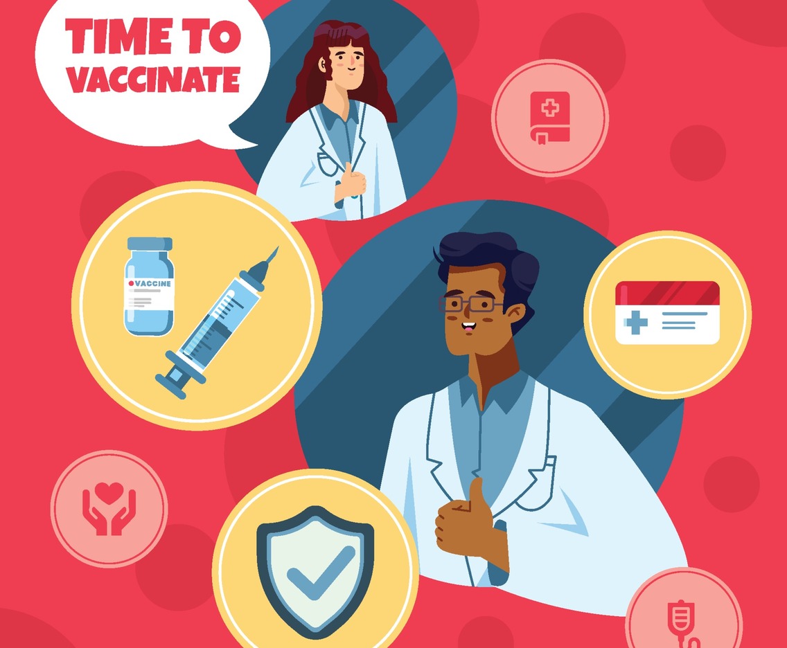 Doctors Promote Vaccination with Medical Icons Concept
