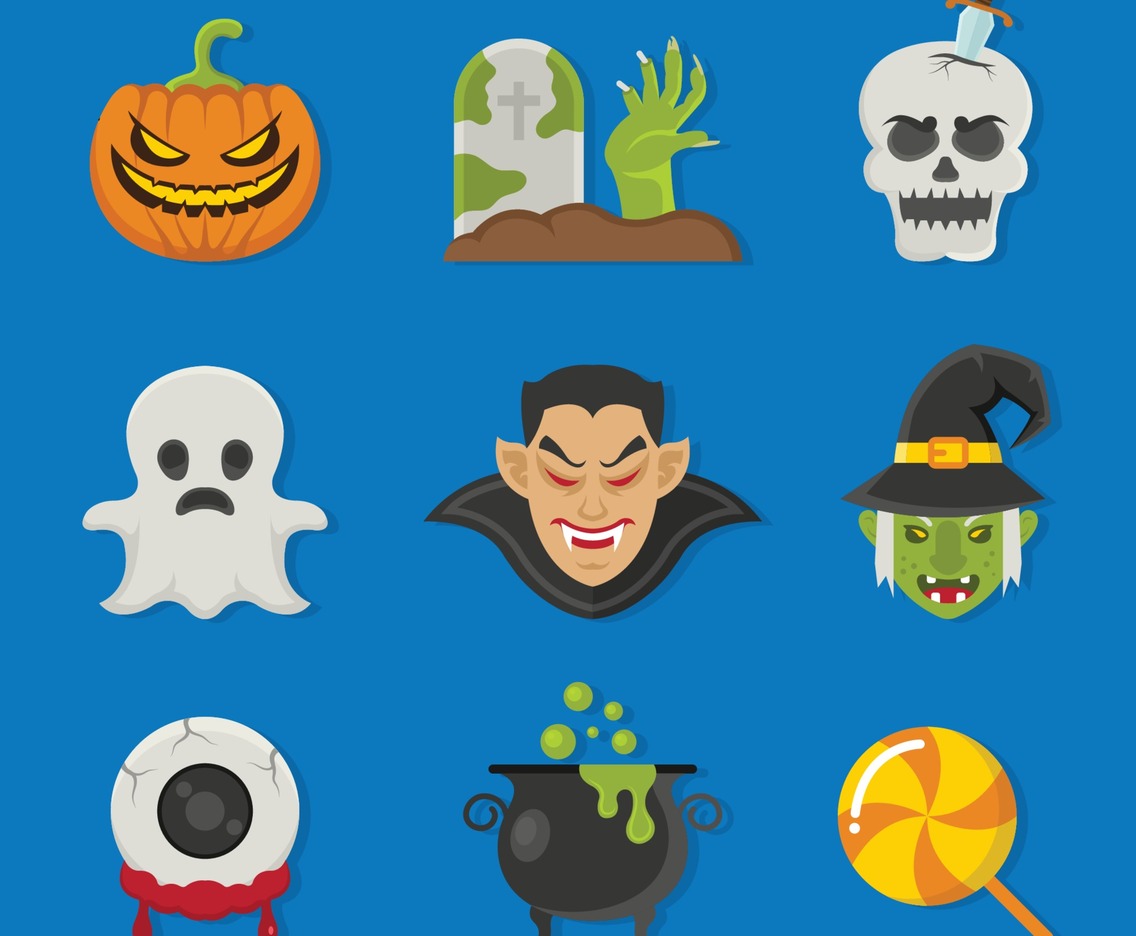 Set of Halloween Trick or Treat Icons