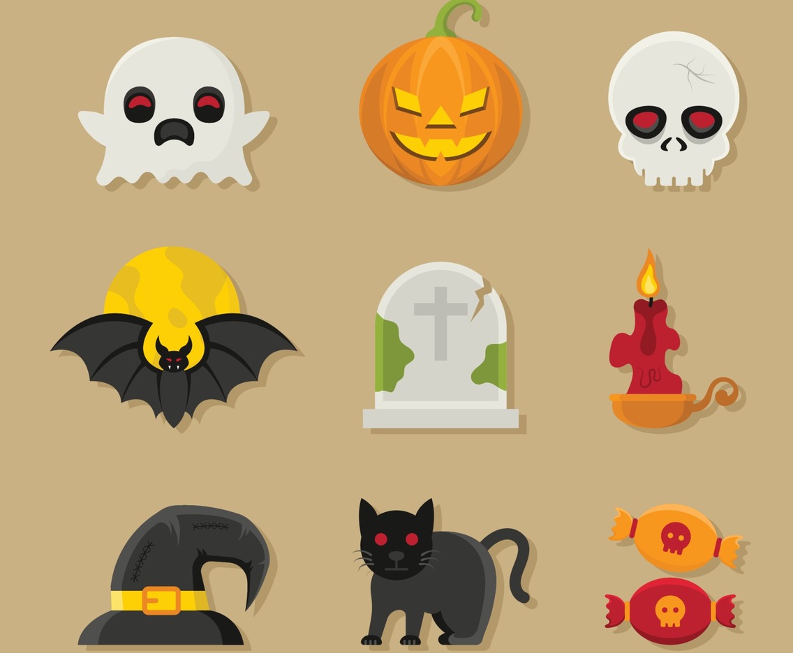 Set of Halloween Trick or Treat Icons
