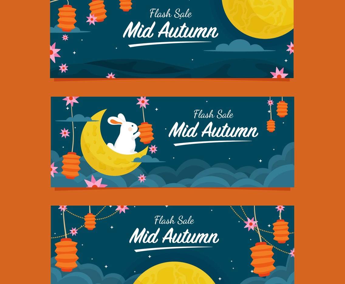 Flash Sale Banner  for Mid Autumn Festival