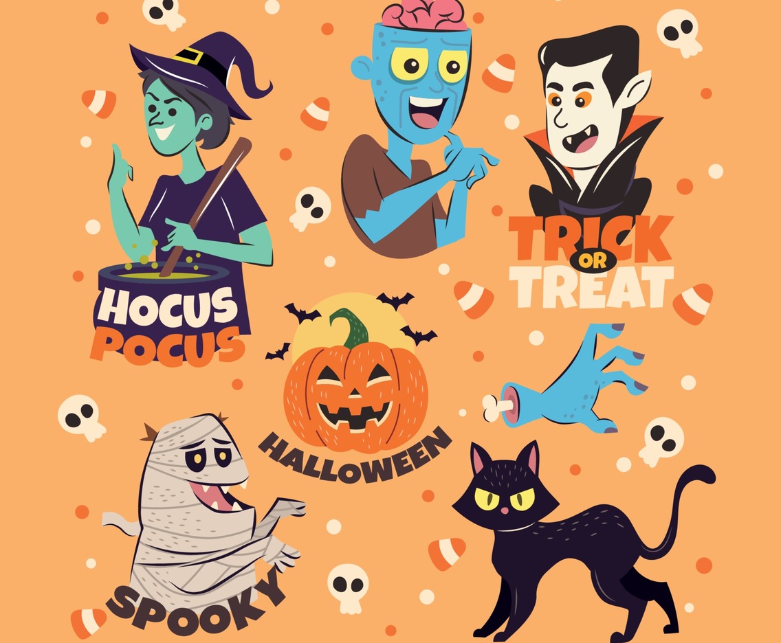 Set of Halloween Monster Sticker