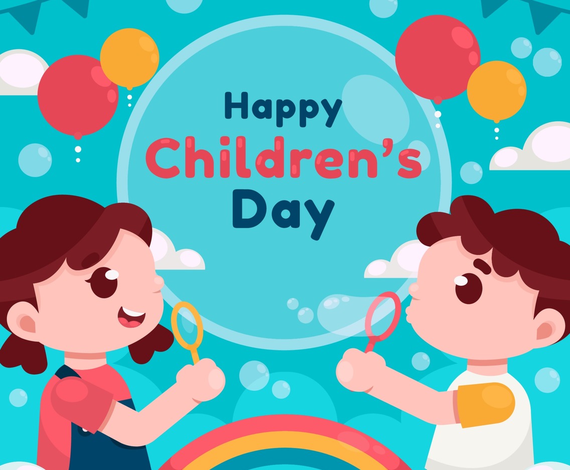 Happy Kids Playing Bubble on Children's Day