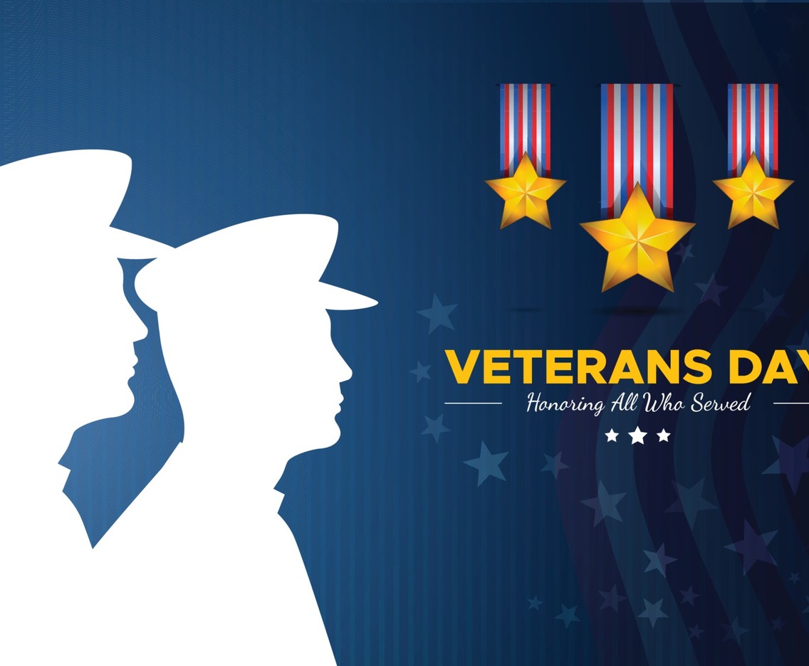 Veterans Day with Two Soldier and Star Badges
