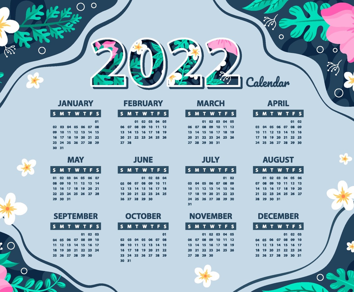 Template of Floral Calendar 2022