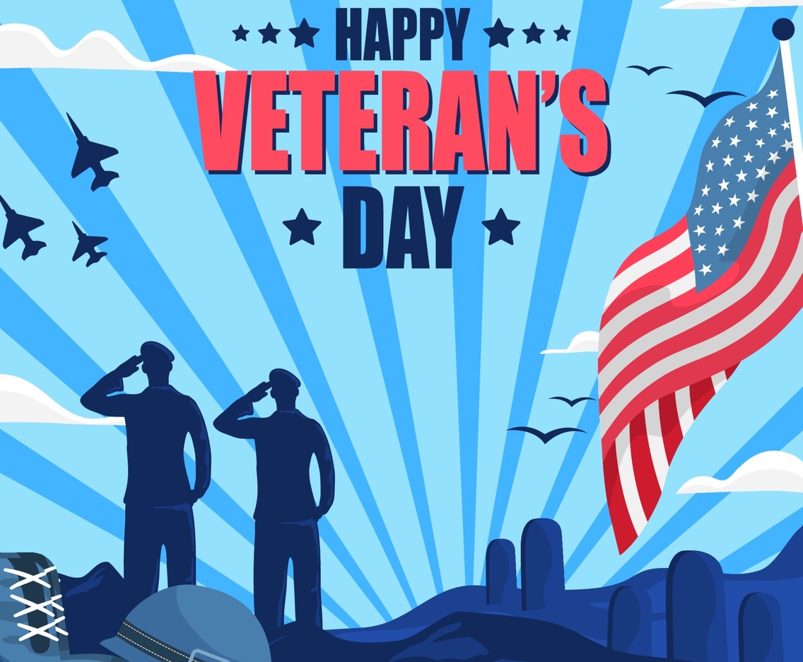 Veteran Silhouette with Flag of the United States