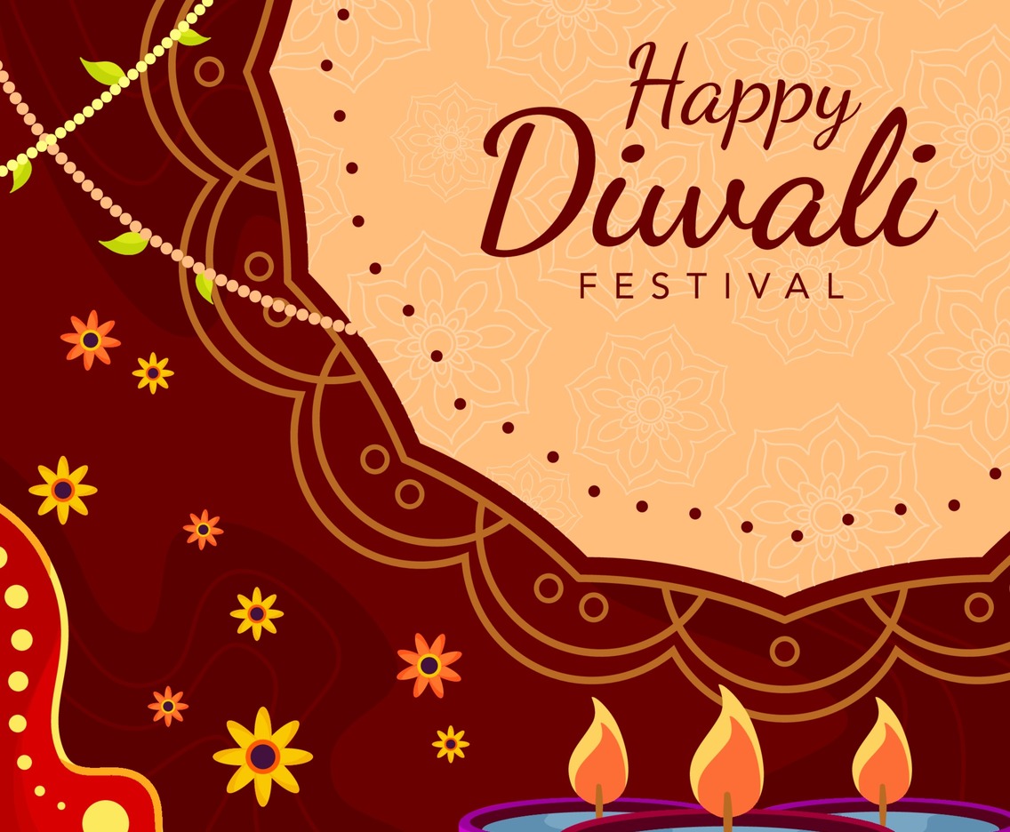 Diwali Festival with Decorative Flower Pattern