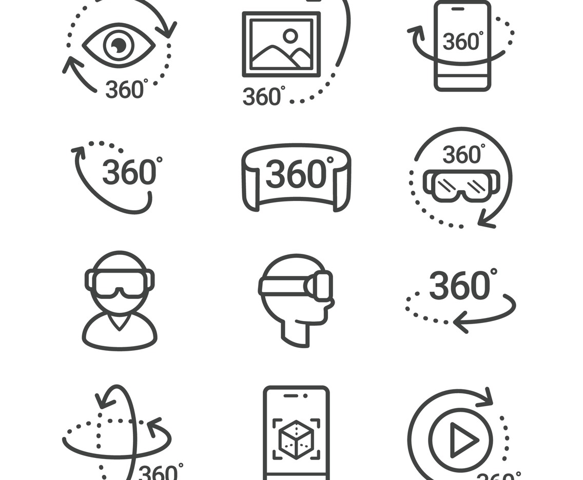 360 Degree Virtual View Icon Set