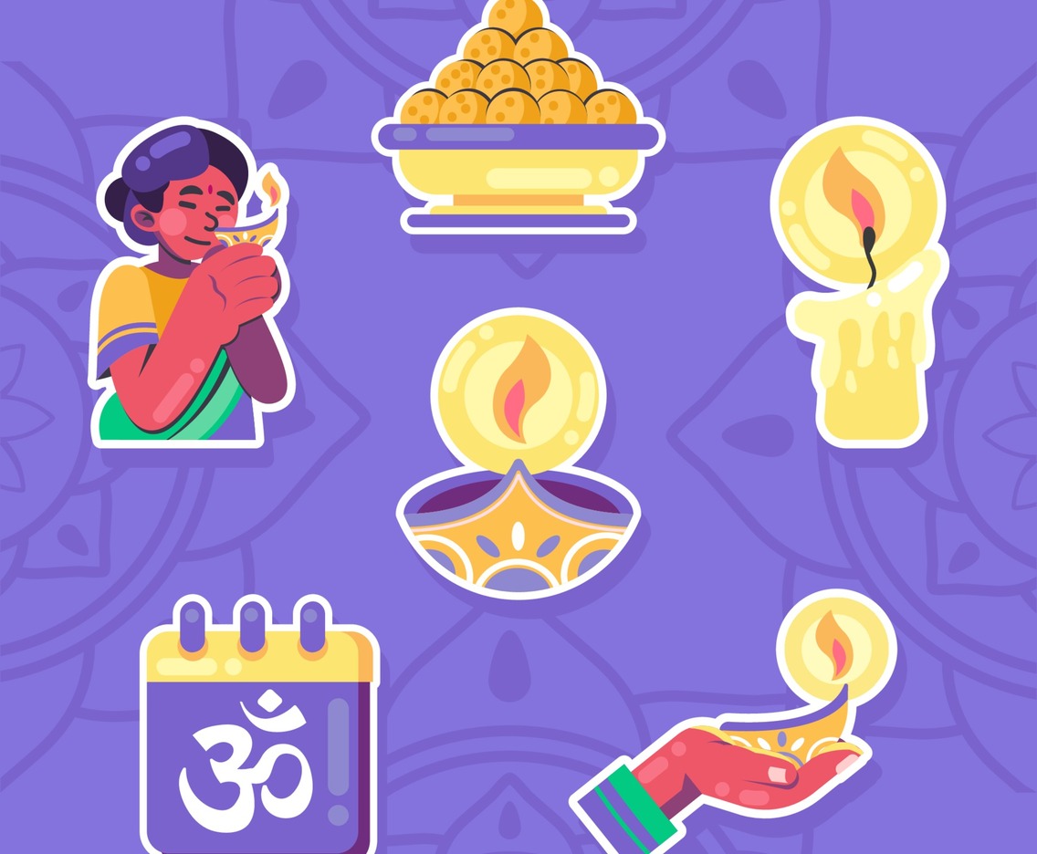 Celebrating Diwali Day Sticker Pack