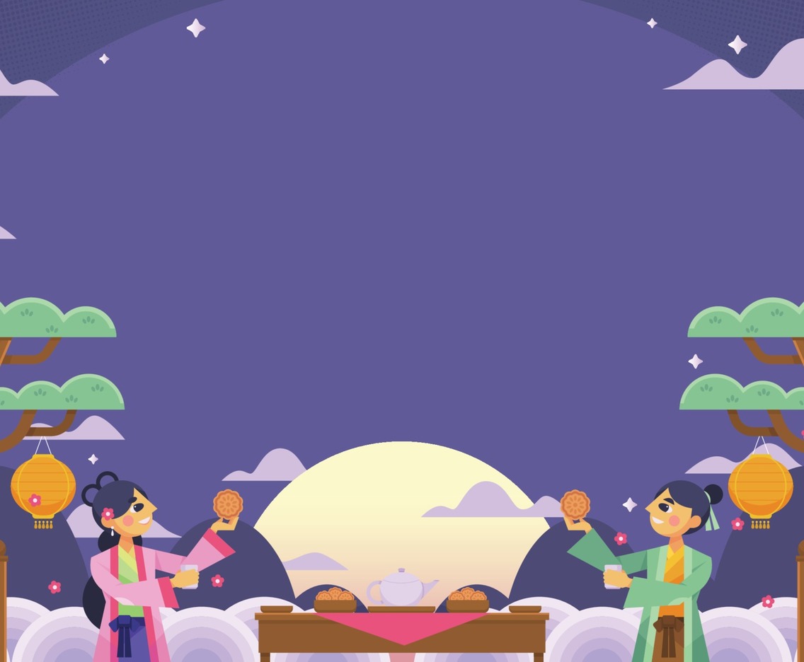 Background Mid Autumn Festival Oriental Couple