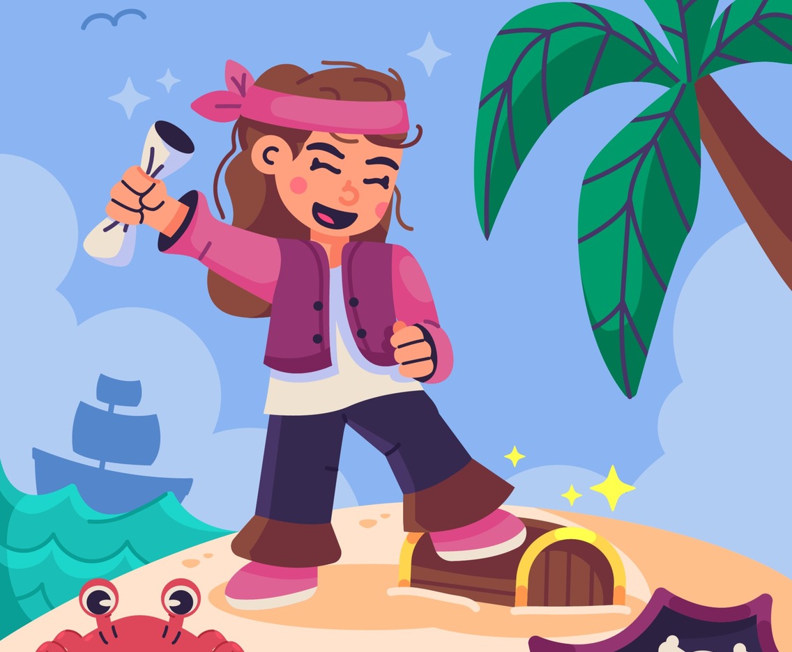 Pirate Girl Finds Treasure