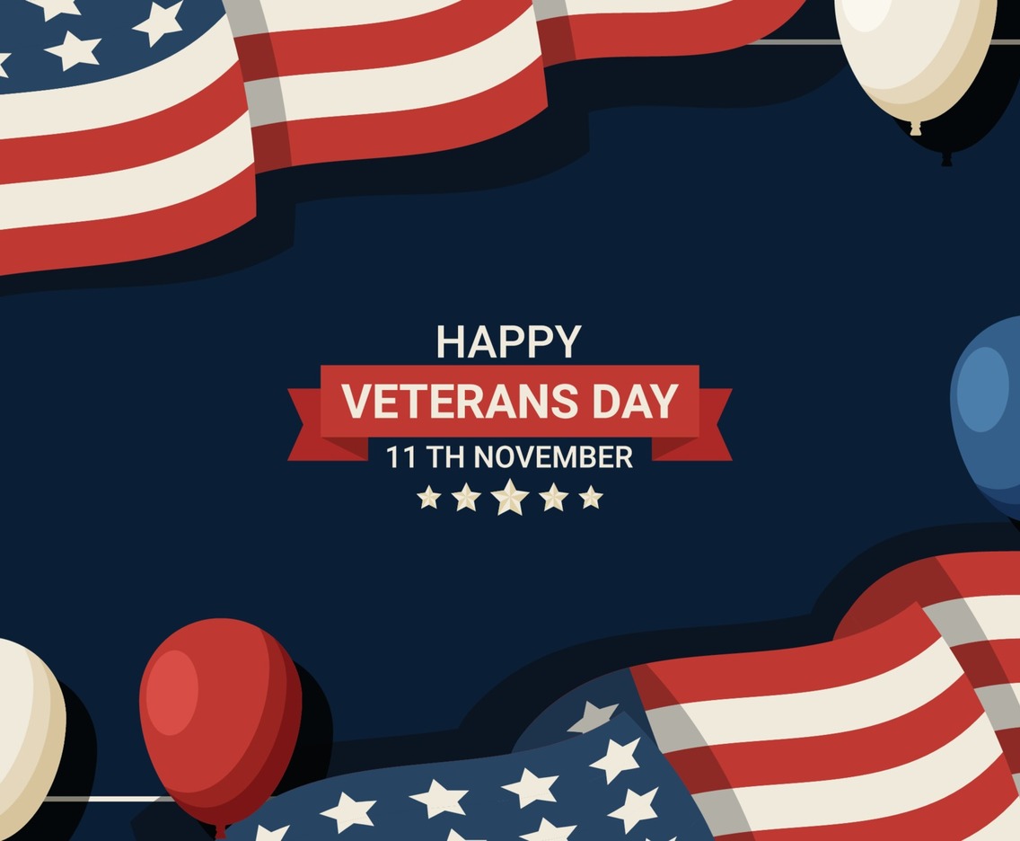 Veterans Day Background with Balloon and Flag