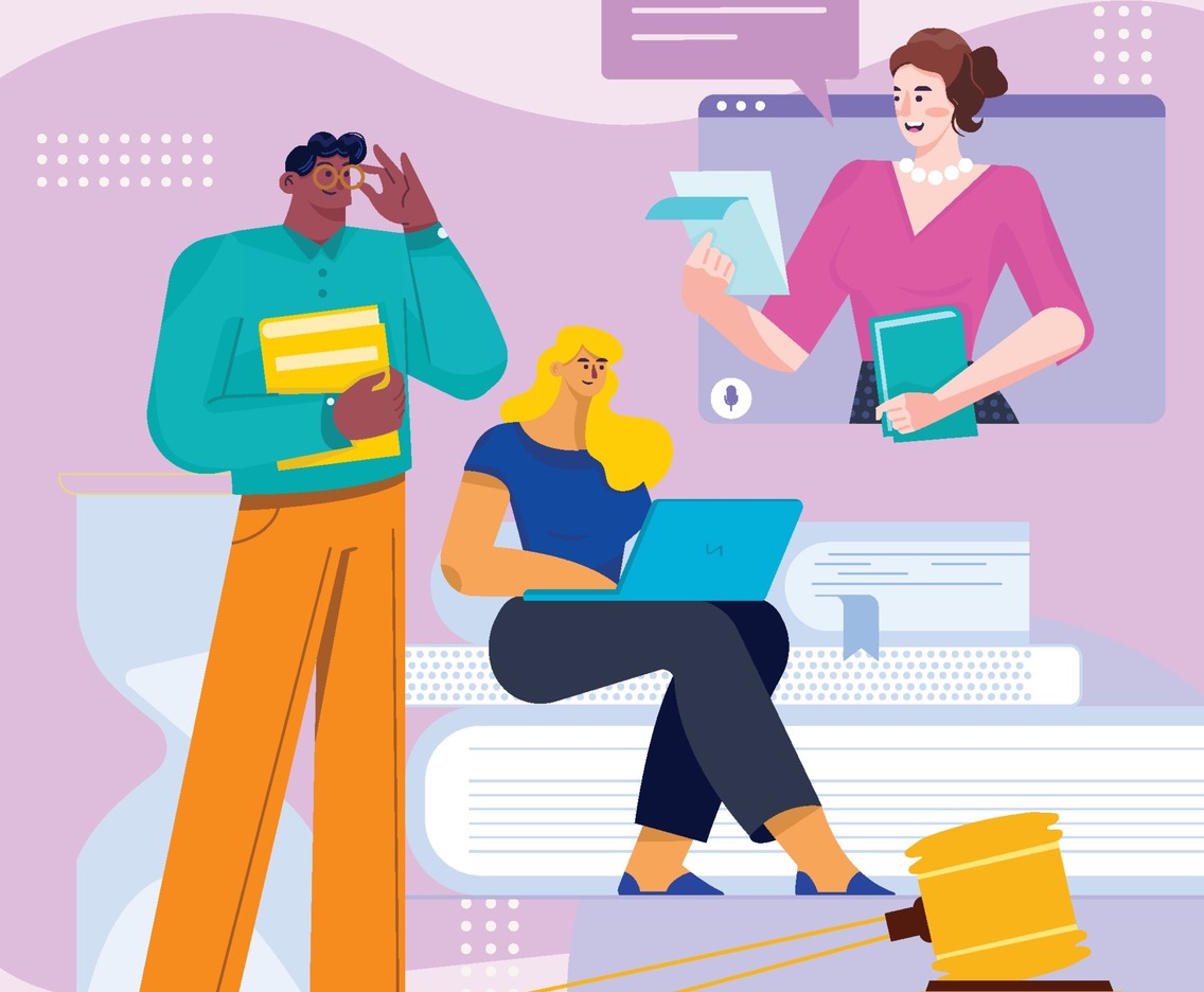 Law Teacher Teach Online To Their Students Concept