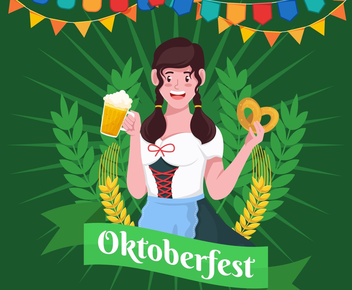 Girl in Maid Costume Celebrating Oktoberfest