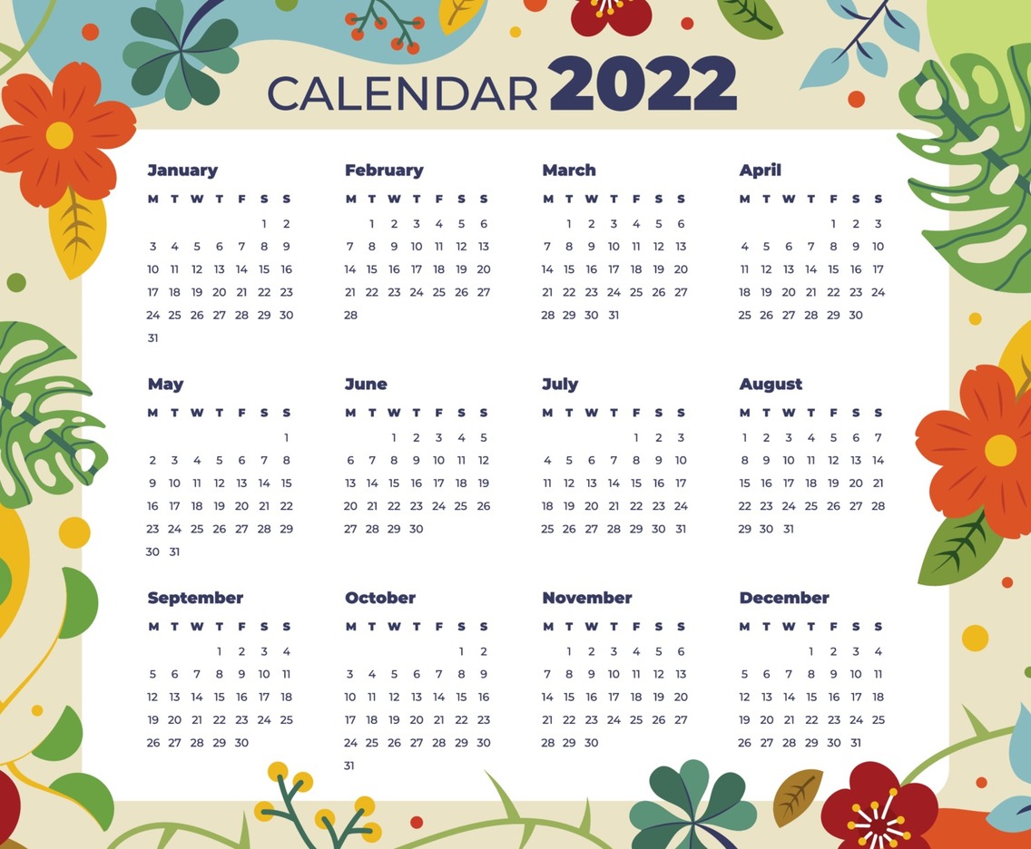 Floral Calendar Background Template