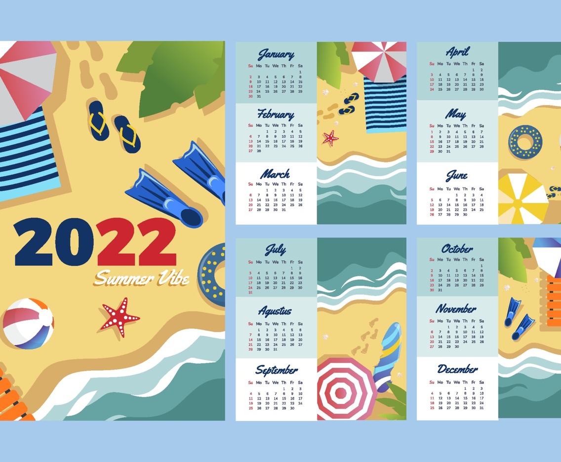 2022 Calendar Template Summer Vibe