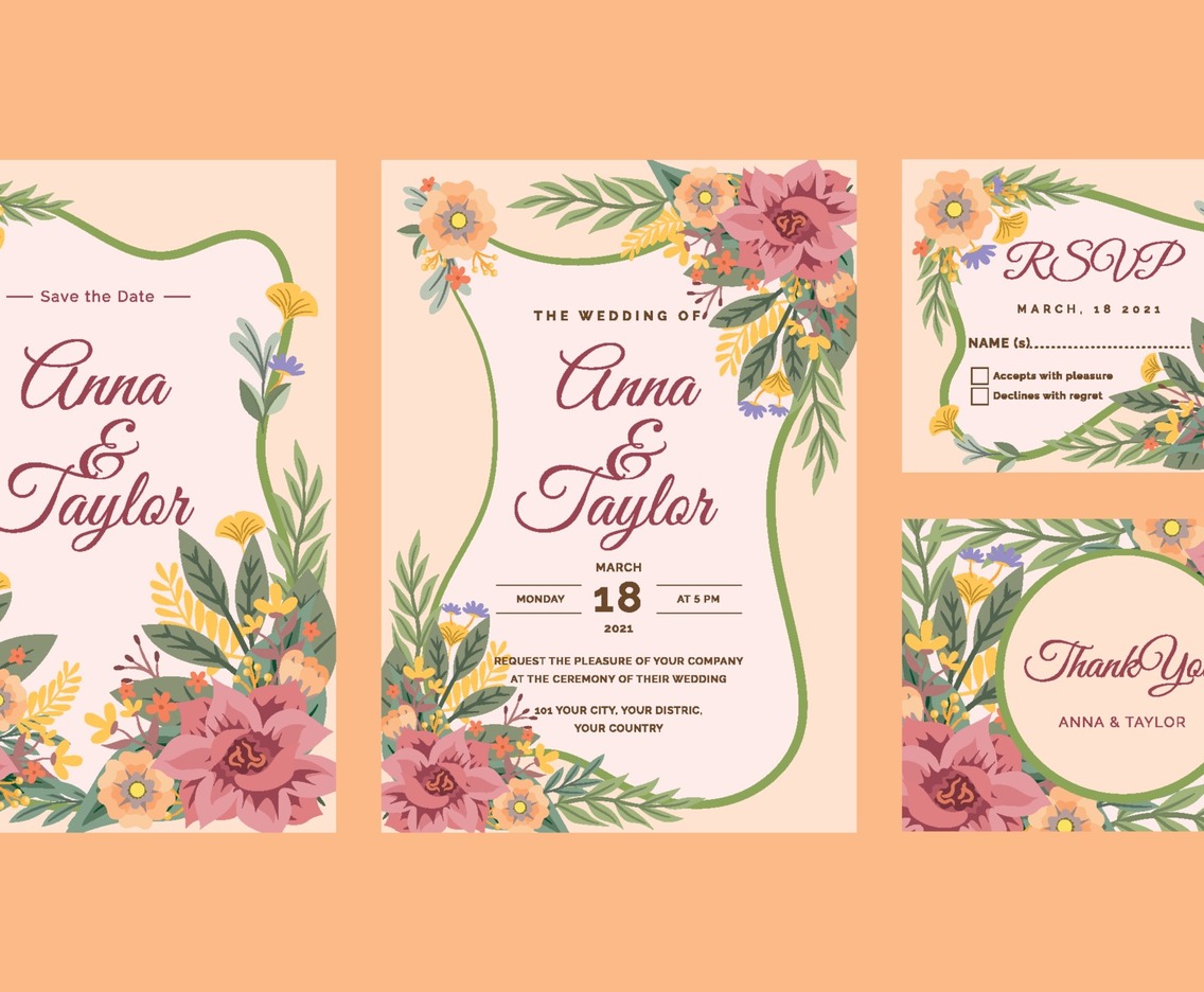 Floral Wedding Invitation Set