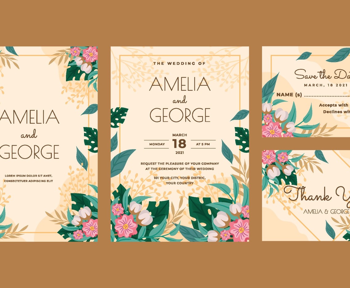 Floral Wedding Invitation Set