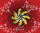 Red Floral Spiral Background