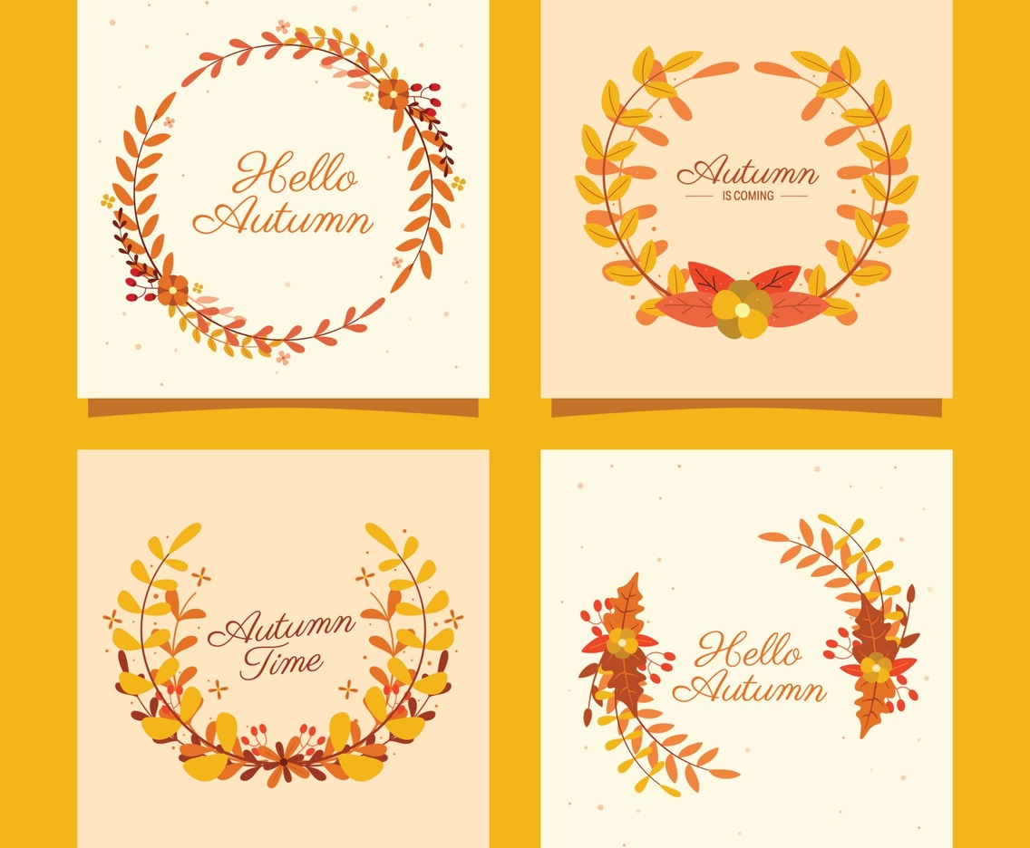 Flower Wreath for Autumn Themed Card