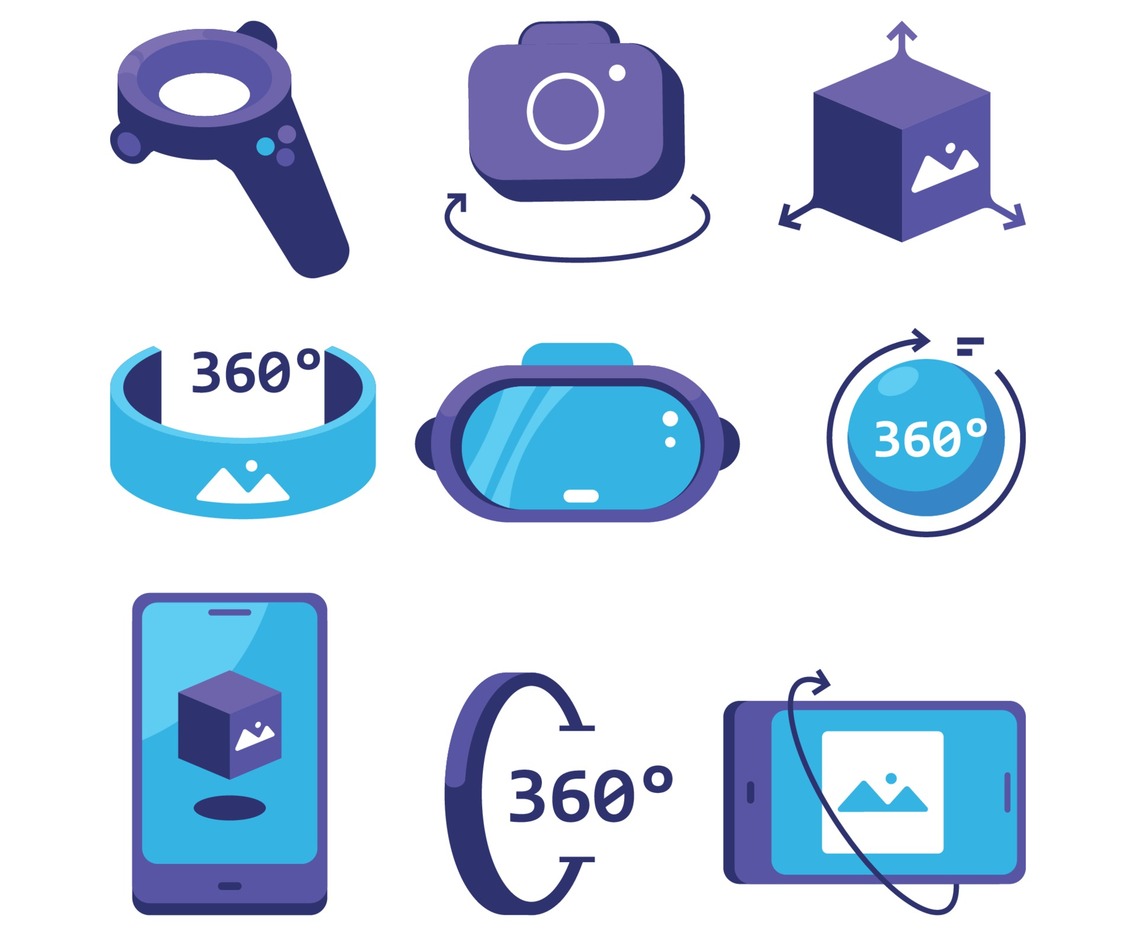 Virtual Tourism Icon Set