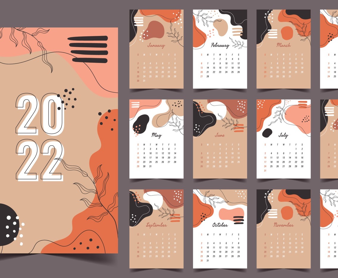 2022 Abstract Traditional Calendar Template
