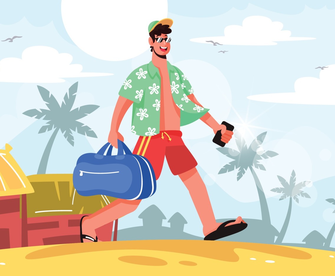 Man Traveling to The Beach