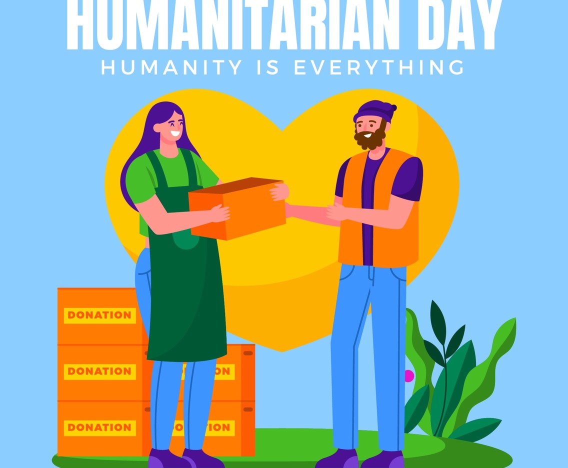 Volunteer Distributes the Donation on Humanitarian Day