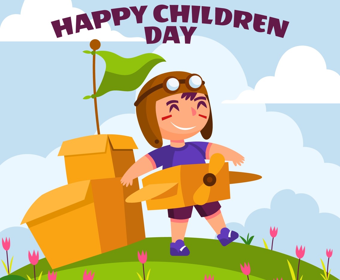 Children Playing Cardboard Planes