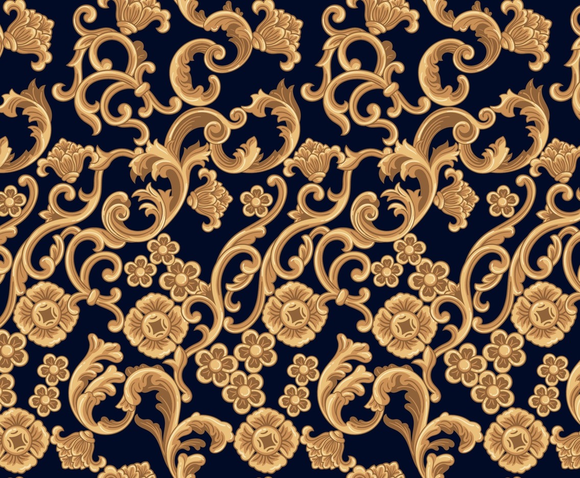 Vintage Style Leaf and Flowers Seamless Background
