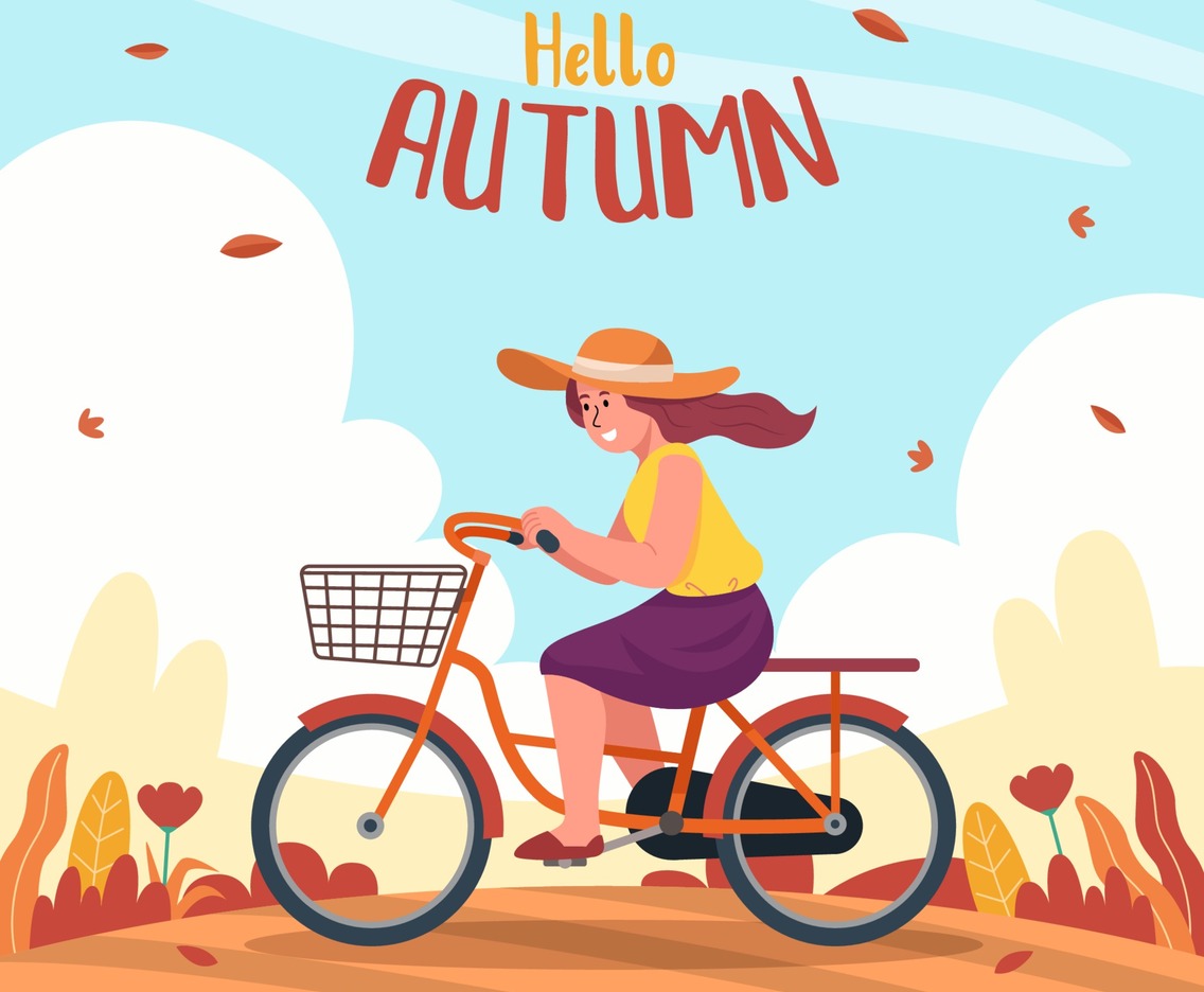 Woman Cycling in Autumn