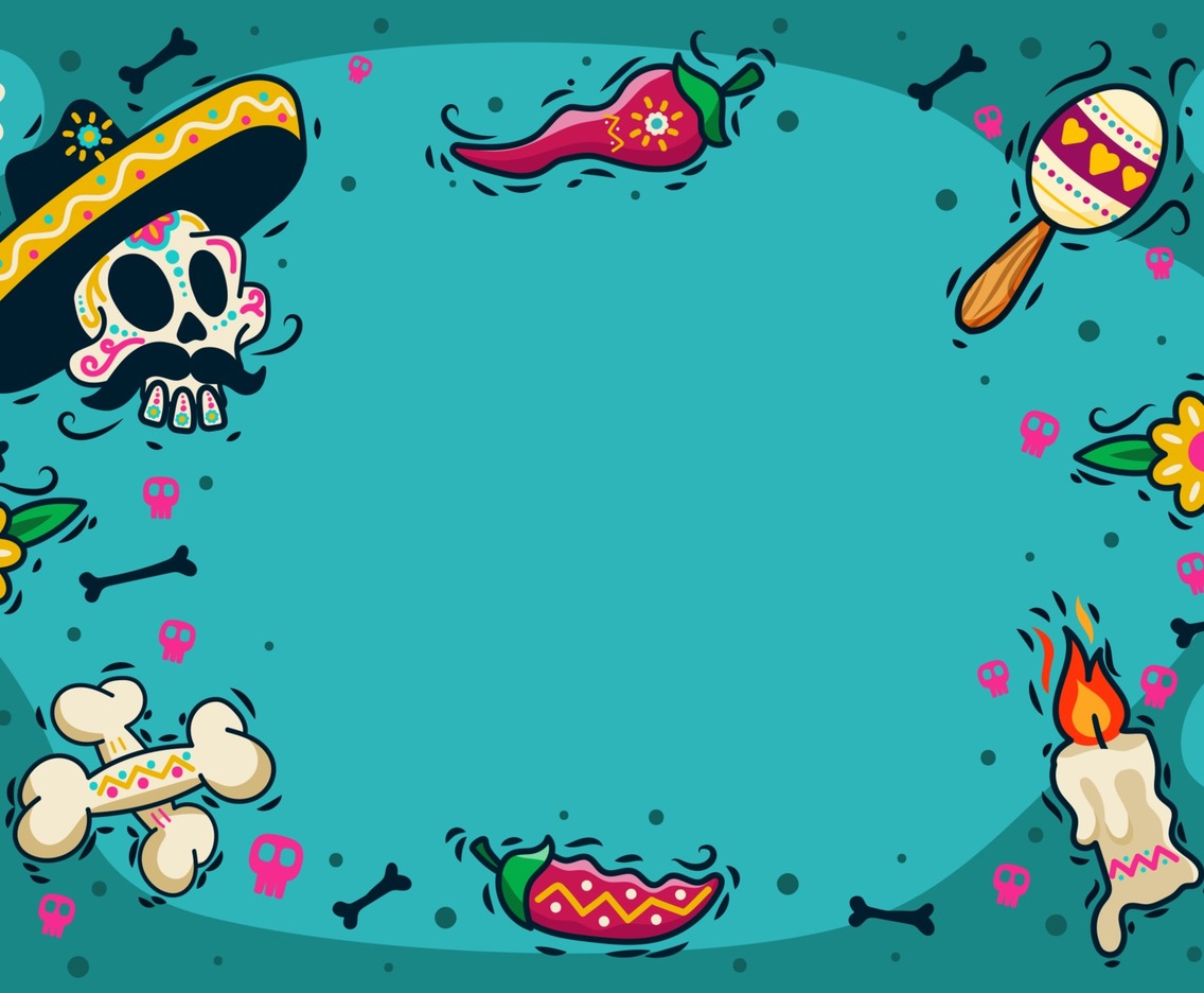 Fun Colourful Dia de Los Muertos Festive Background