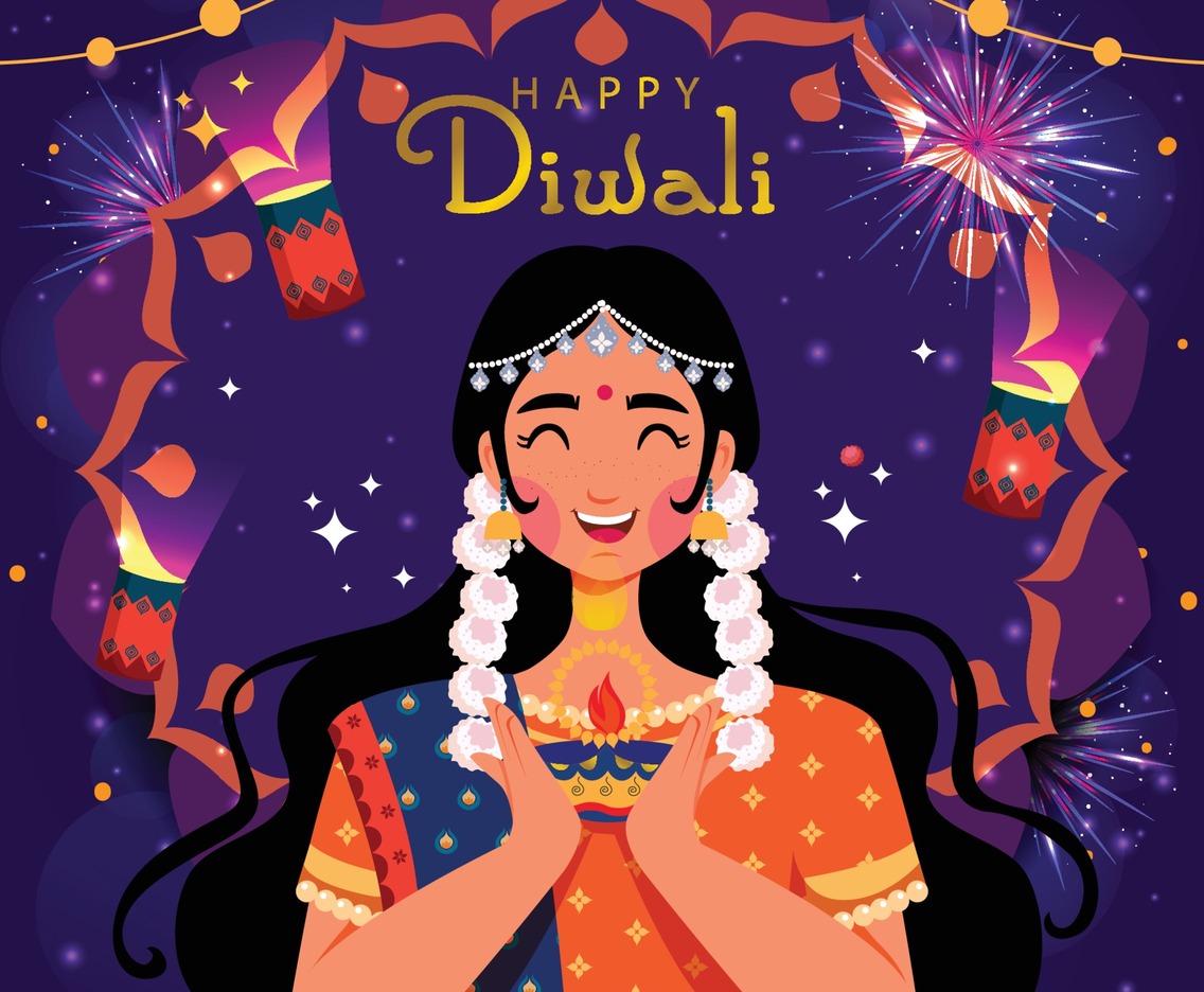 A Woman Celebrating Happy Diwali