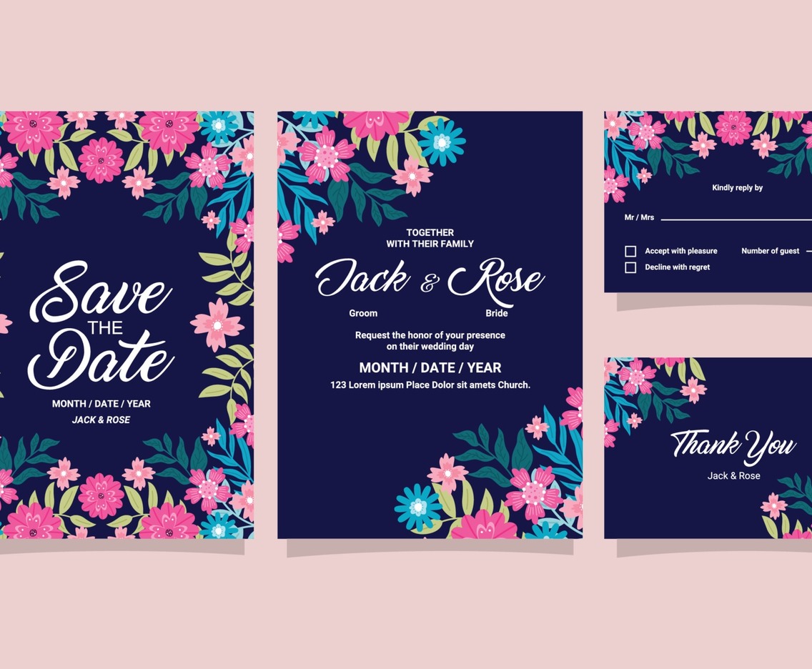 Wedding Iinvitation Flower and Floral Set