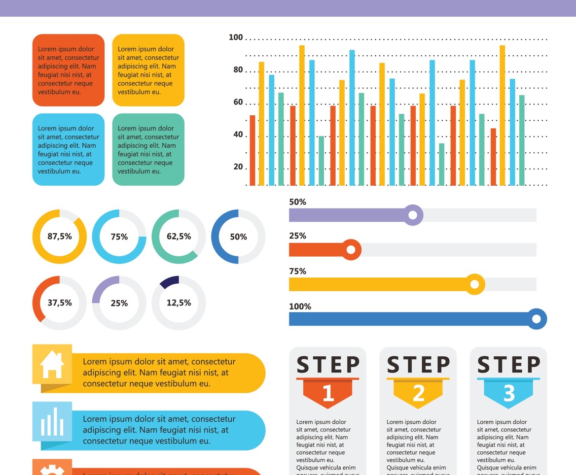Infographic Elements Colorful Chart Set