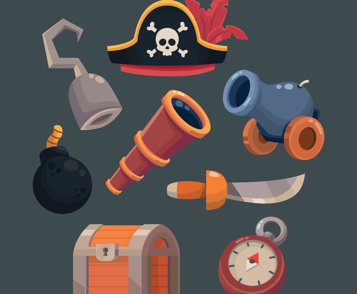 Set of Pirates Cartoon Icon