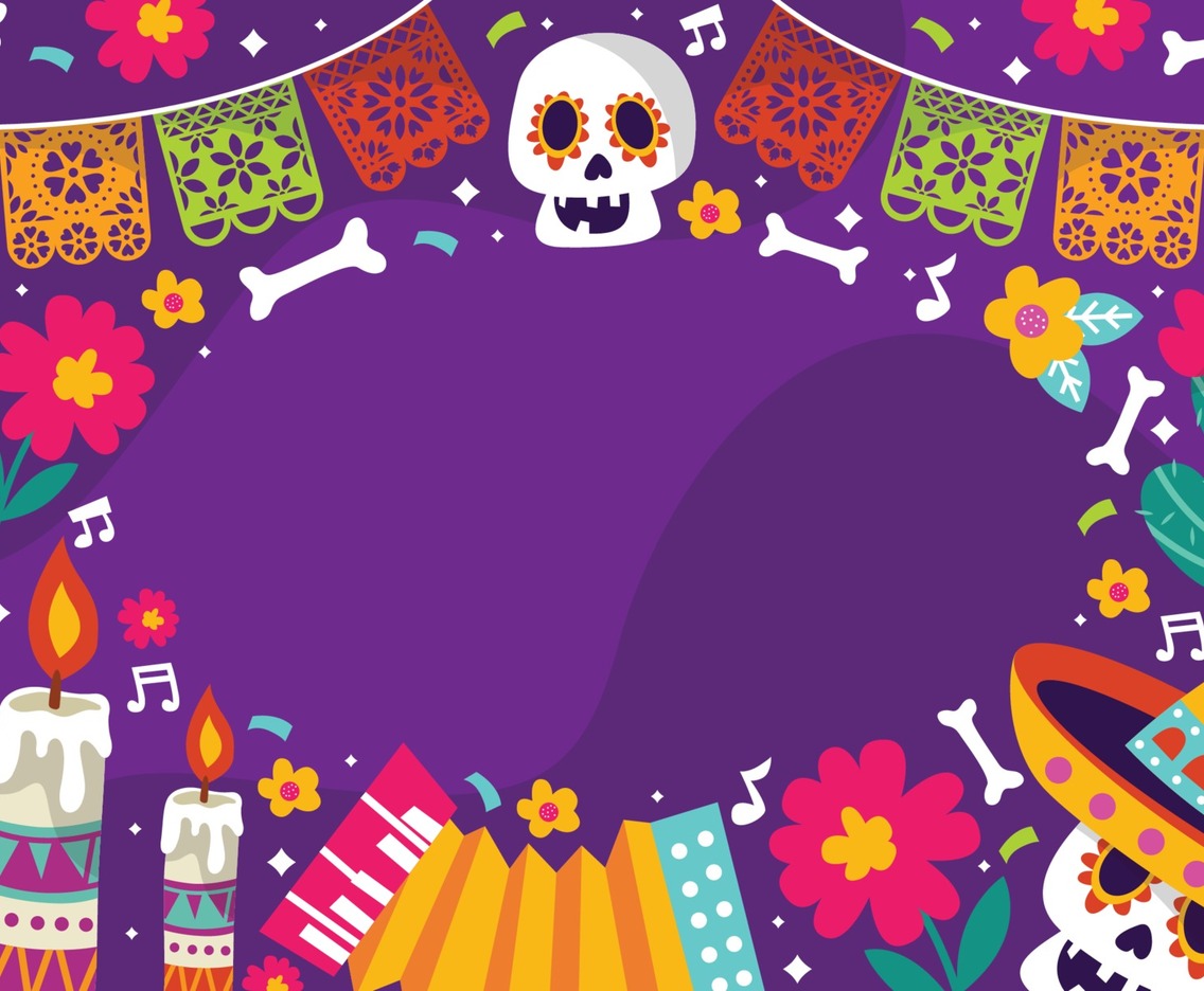 Dia De Los Muertos Colorful Doodle Background
