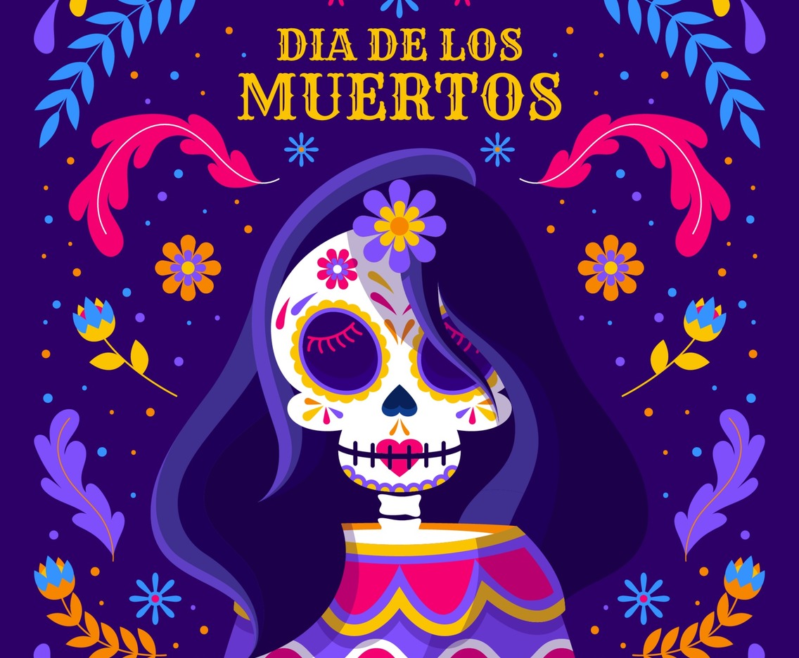 Skeleton With Flower Concept