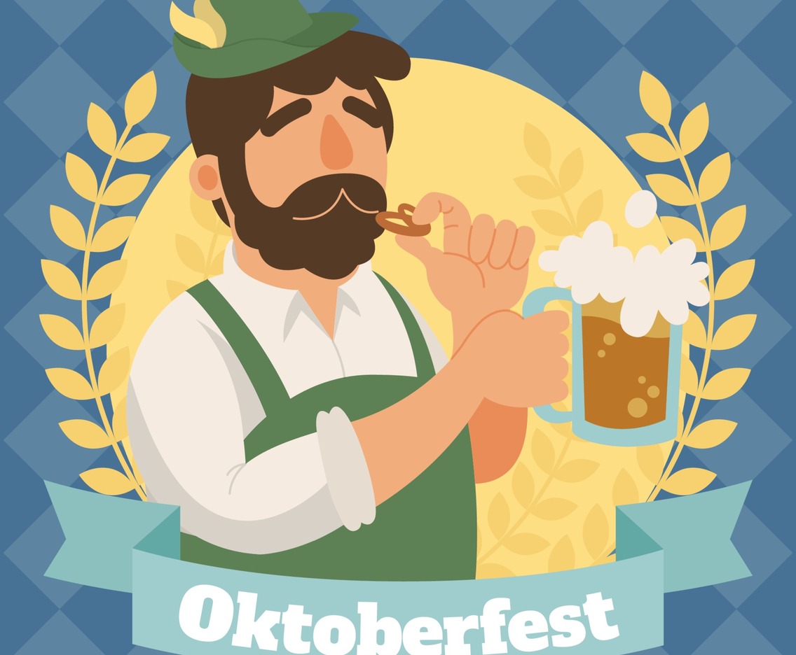 Man with Beer Celebrates Oktoberfest