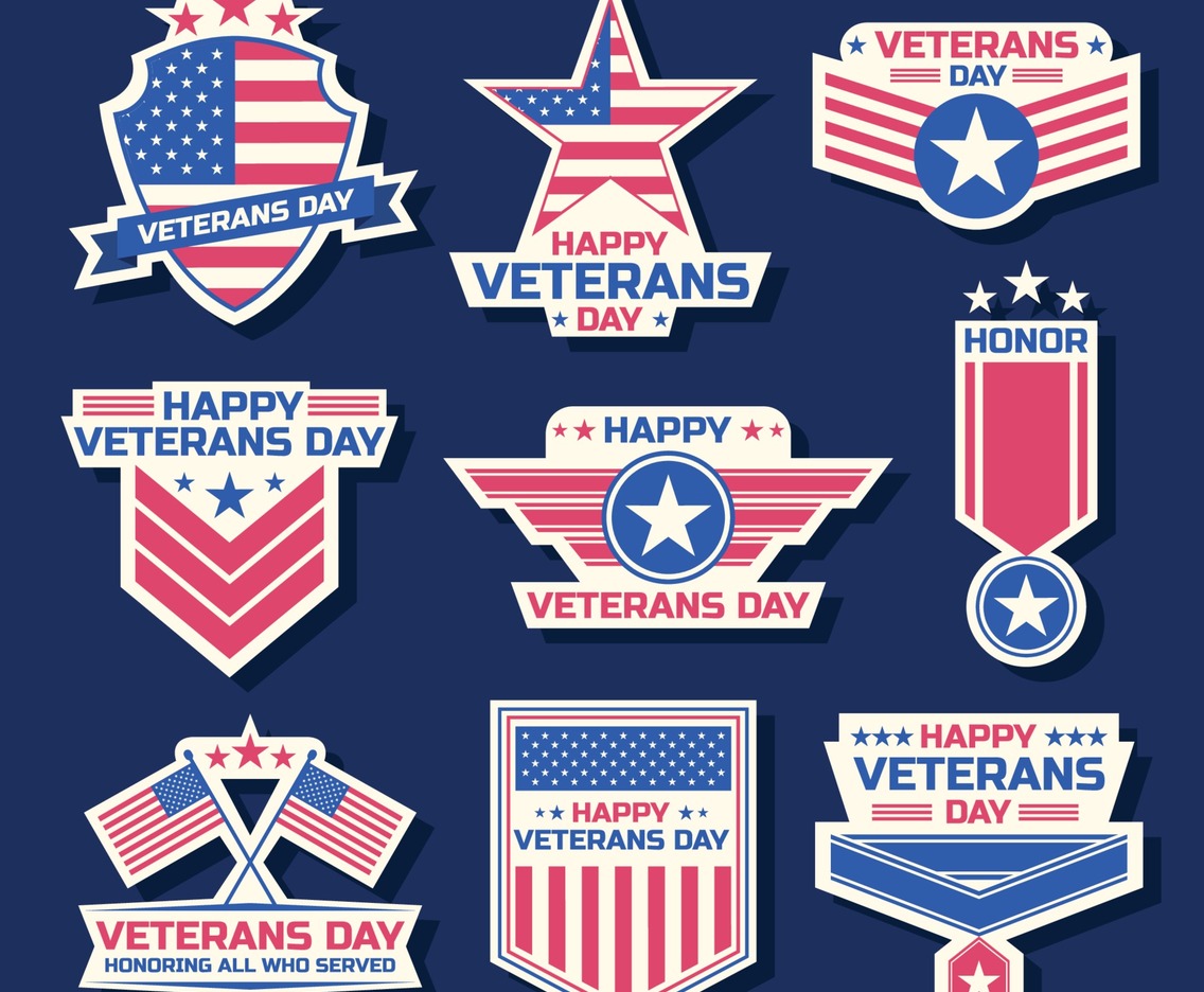 Happy Veterans Day Sticker Set