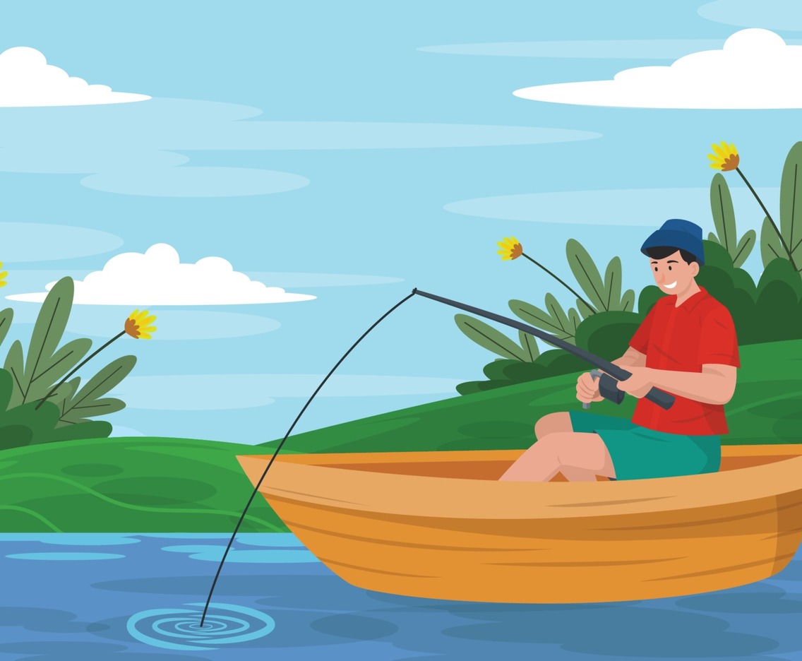 Man Fishing in the Lake